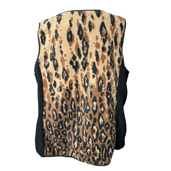 Bob Mackie Fleece Vest in Brown and Black Leopard Print Size 1X - Picture 4 of 6